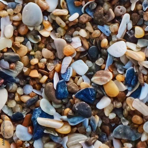 Glass like shells and pebbles on the beach - Outer banks, NC, USA