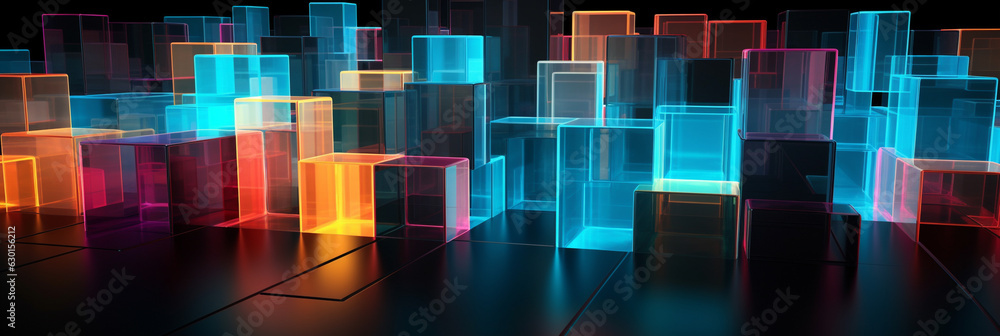 3D Abstract background Abstract tech city background abstract cubes background digital square background