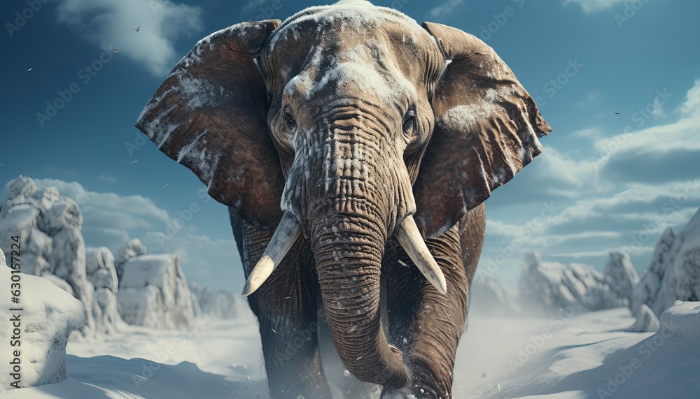 Fototapeta premium elephant in snow