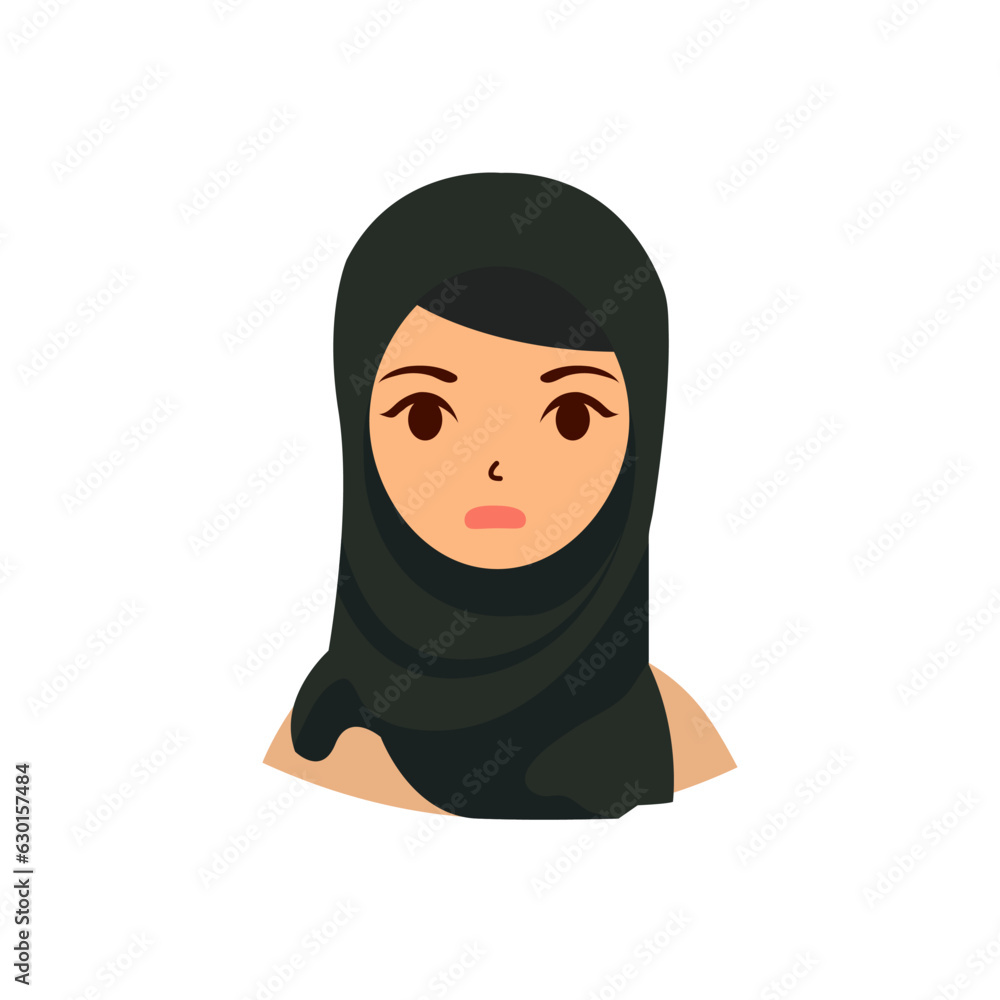hijab muslim woman with wow surprise face expression vector flat illustration. girl wearing scarf veil islamic modern outfit fashion character design. hijab muslim woman with wow surprise face expression vector flat illustration. girl wearing scarf veil islamic modern outfit fashion character design.