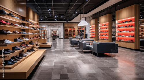 Modern and trendy shoe shop interior