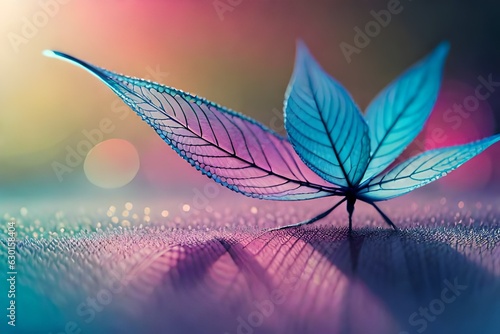 Macro leaves background texture blue, turquoise, pink color Ai generated 