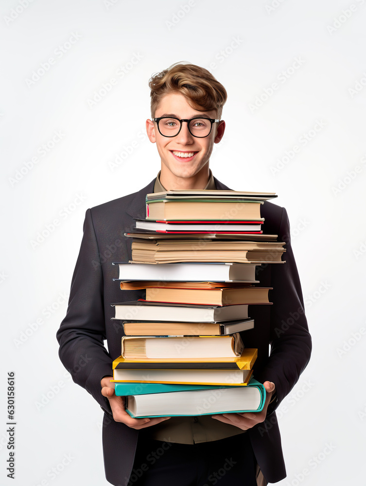 Young Man With ALL the Books, Variant 1 (Generative AI) Young Man With ALL the Books, Variant 1 (Generative AI)
