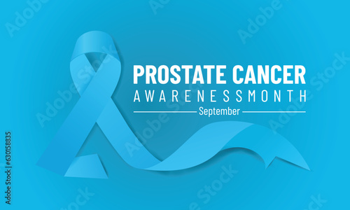 Men health prostate cancer. Banner with Prostate Cancer Awareness Realistic Light-Blue Ribbon. Template for Info-graphics design