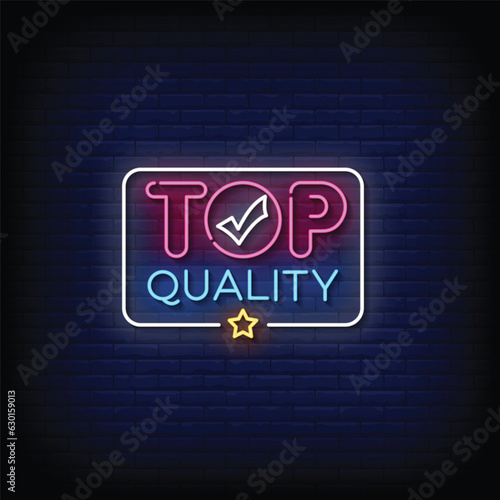 Neon Sign top quality with brick wall background vector
