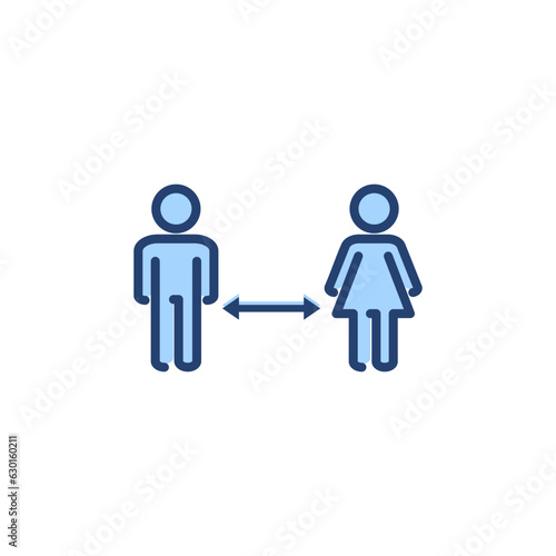 Social distancing vector. social distance sign and symbol. self quarantine sign
