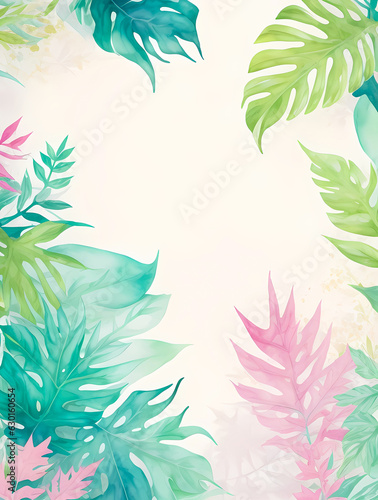 Gradient floral leaves of tropical plants background