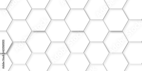 Background with hexagons and seamaless Abstract background hexagons. 3d Hexagonal structure futuristic white background and Embossed Hexagon , honeycomb white Background ,light and shadow ,Vector. photo