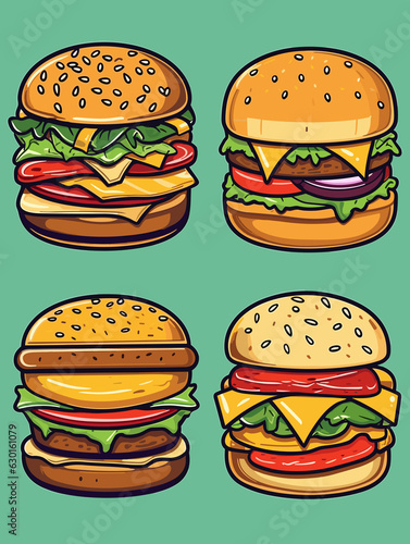 Gourmet Cheeseburger Collection Illustration