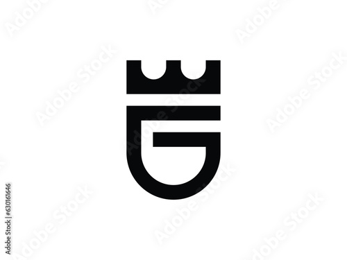 letter G castle crown king logo design
