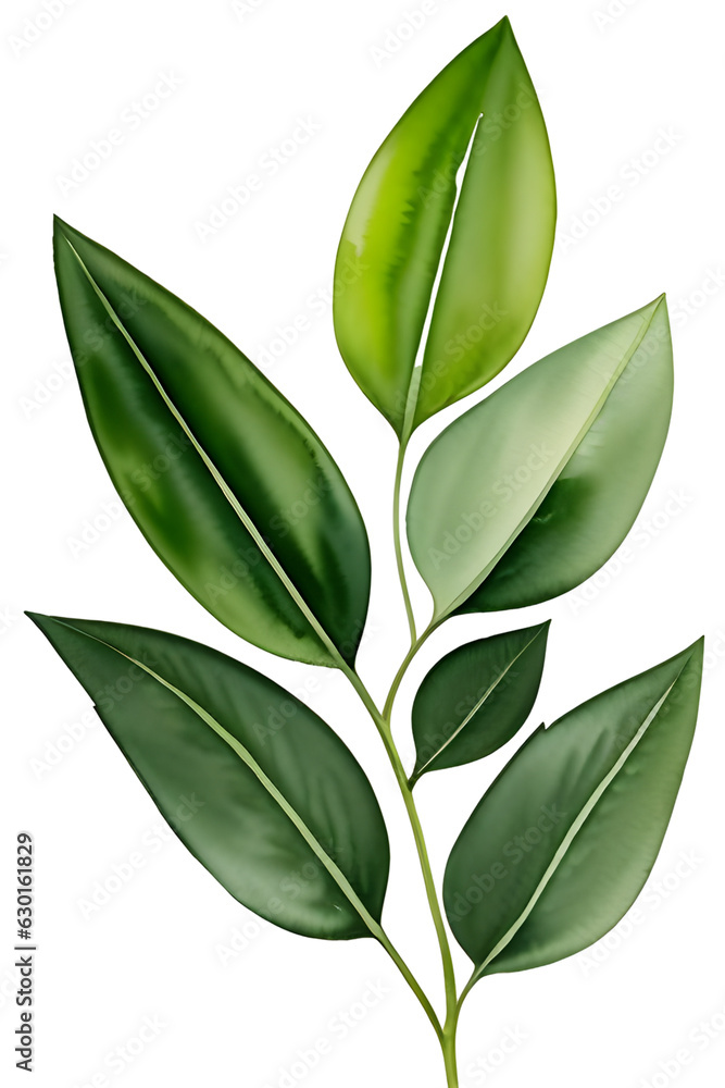 green leaves isolated on white background Watercolor greenery leaves