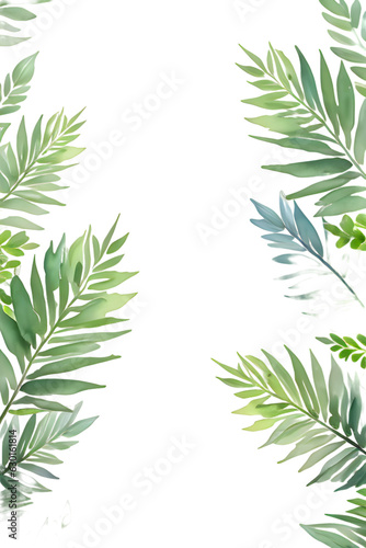 green leaves frame Watercolor greenery leaves