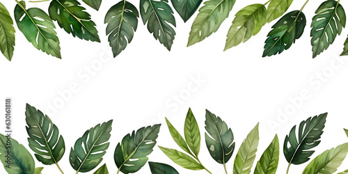 Watercolor greenery leaves laurel wreath isolated on white background