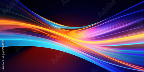 Abstract colorful background with neon rays of light created with AI 