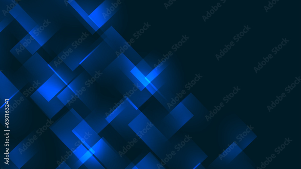 Fototapeta premium Glowing color rectangles collection on dark blue background shining object banners