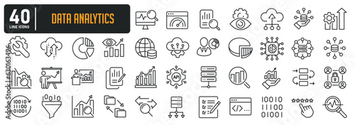 Data analystic thin line icons. Editable stroke. For website marketing design, logo, app, template, ui, etc. Vector illustration.