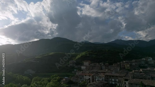 Wallpaper Mural Stunning landscape. European hillside town. Bright sky and fluffy clouds Torontodigital.ca