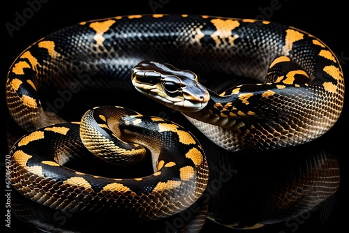  king python snake on a black background generated by AI tool