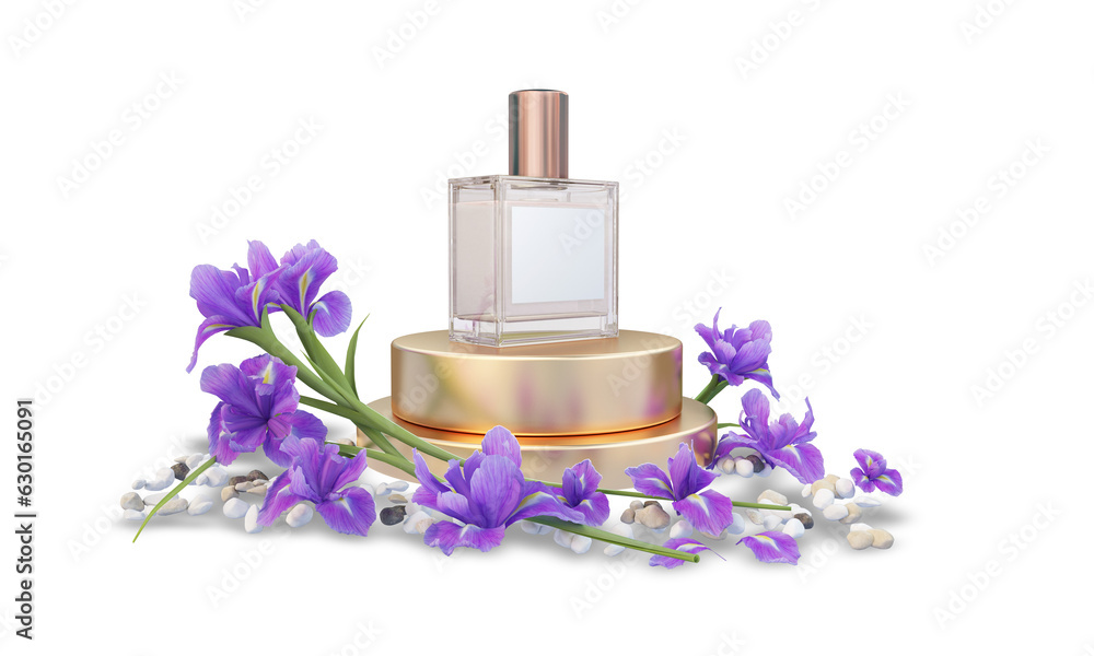 3D render perfume bottle on trade show podium on transparent background 3D render perfume bottle on trade show podium on transparent background
