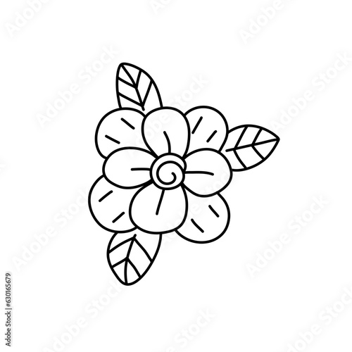 Doodle flower. Hand drawn line sketch flowers collection