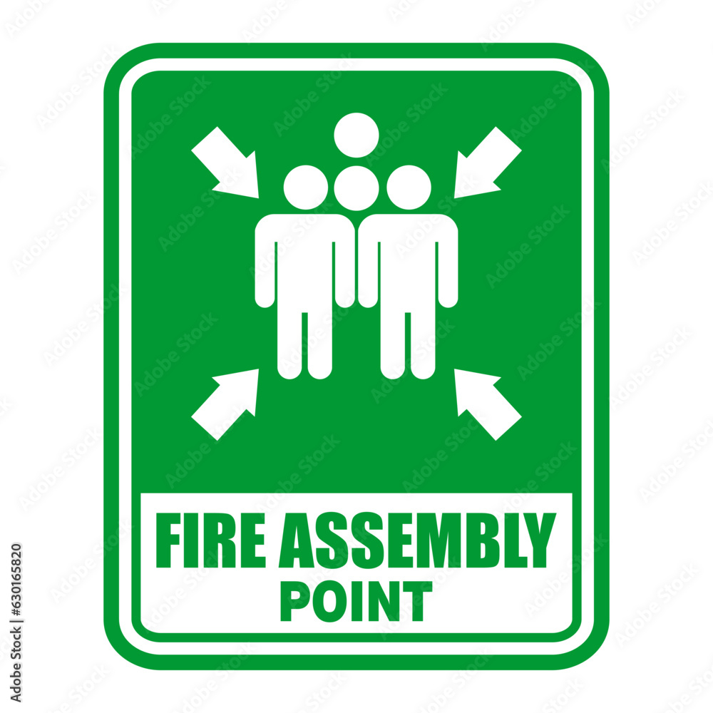 Fire Assembly Point, sticker and sign vector Fire Assembly Point, sticker and sign vector