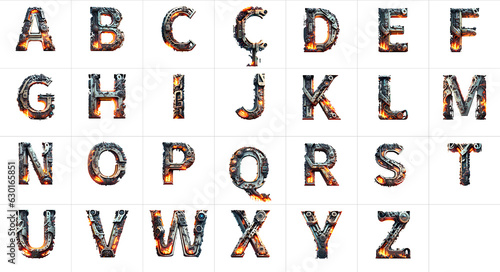 Quadro su tela Alphabet in post apocalyptic cyberpunk style