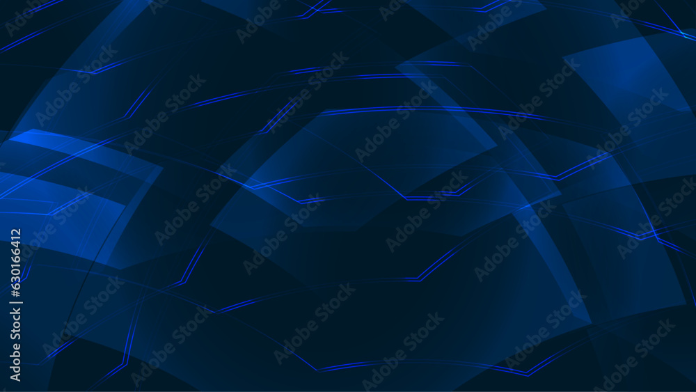 Obraz premium Neon hexagon textures on geometrical blue background.