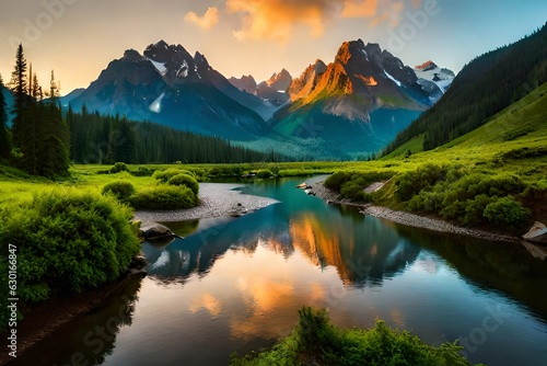 lake in the mountains generated by AI