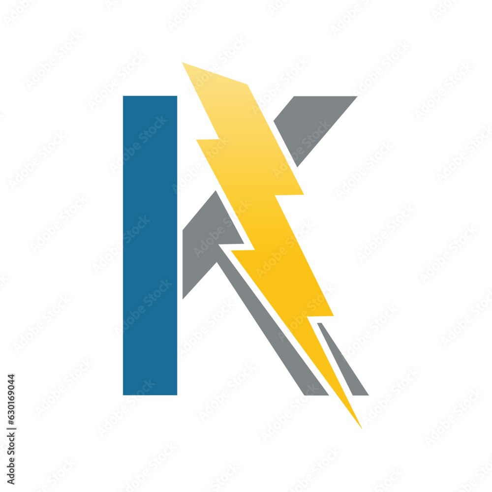 logo of letter K + lightning, modern industrial logo logo of letter K + lightning, modern industrial logo