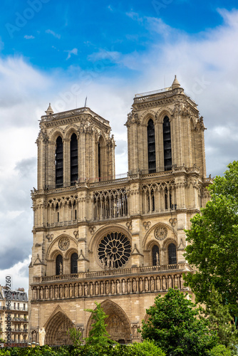 Notre Dame de Paris is the one of the most famous symbols of Paris in a summer day, France