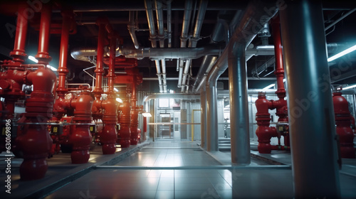 The fire protection piping room