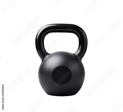 Black kettlebell isolated on transparent background
