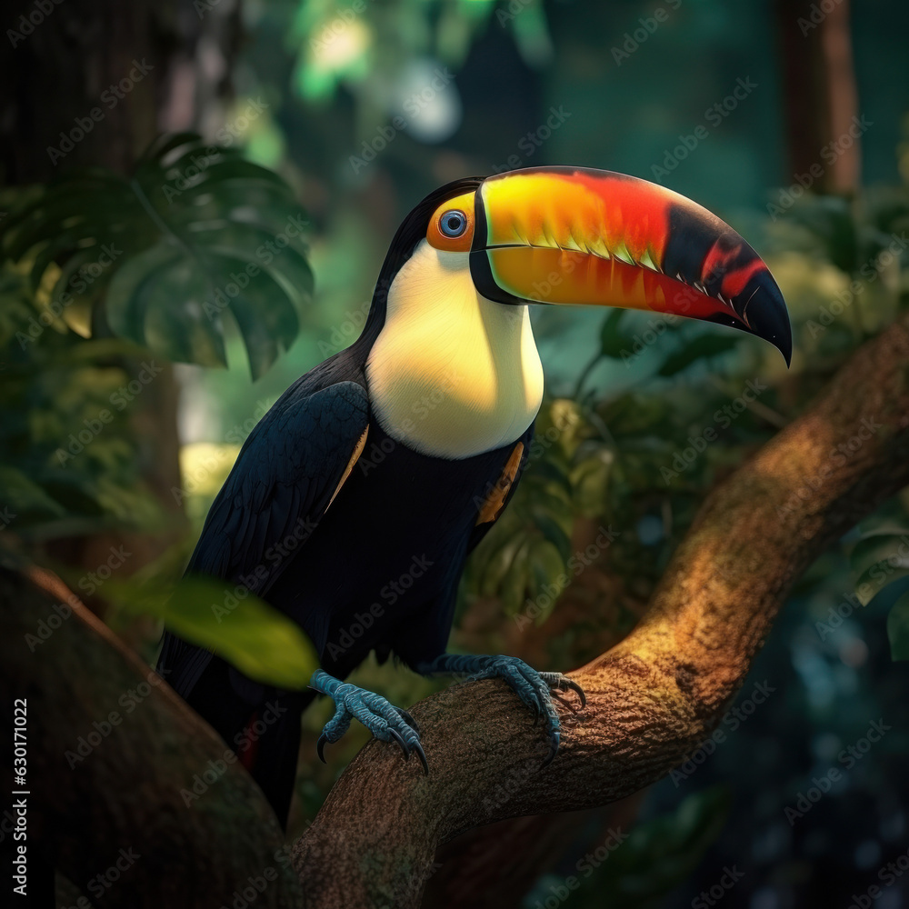 Fototapeta premium Tucan, Wildlife Photography, Generative AI