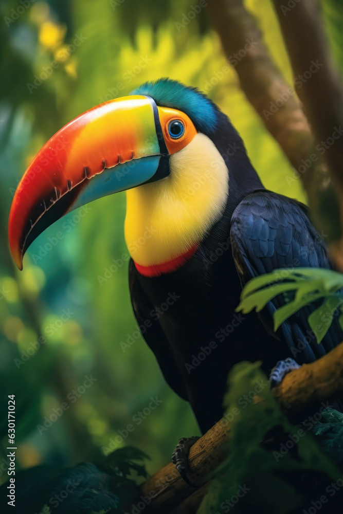 Fototapeta premium Tucan, Wildlife Photography, Generative AI