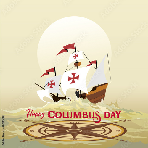 Greeting card template happy columbus day.