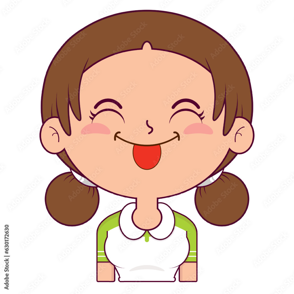 girl playful face cartoon cute girl playful face cartoon cute