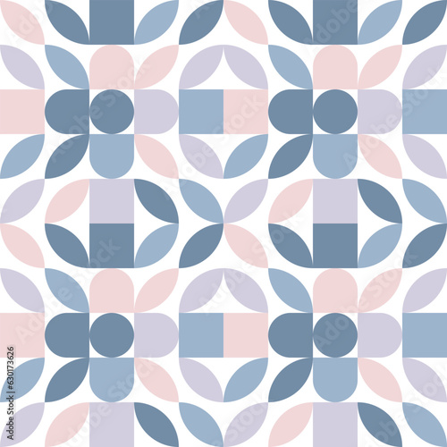 Geometric Mosaic Abstract Pattern Decorative Ornament Background Wall Vector Illustration Blue Pink