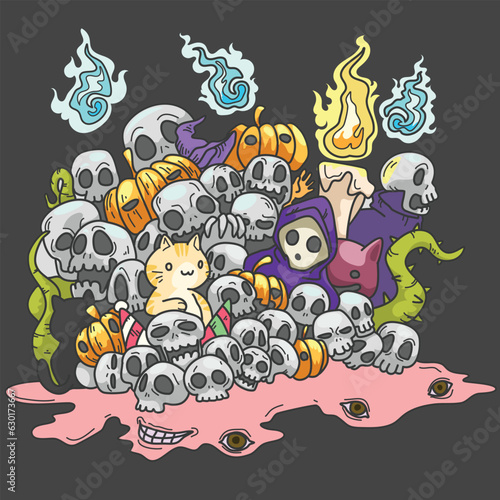 illustration of Halloween cartoon style