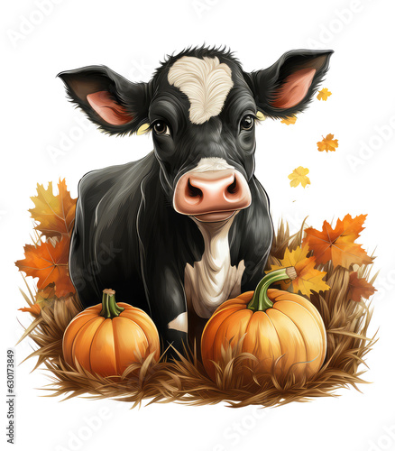 Obraz na płótnie halloween cute cow . Generative AI