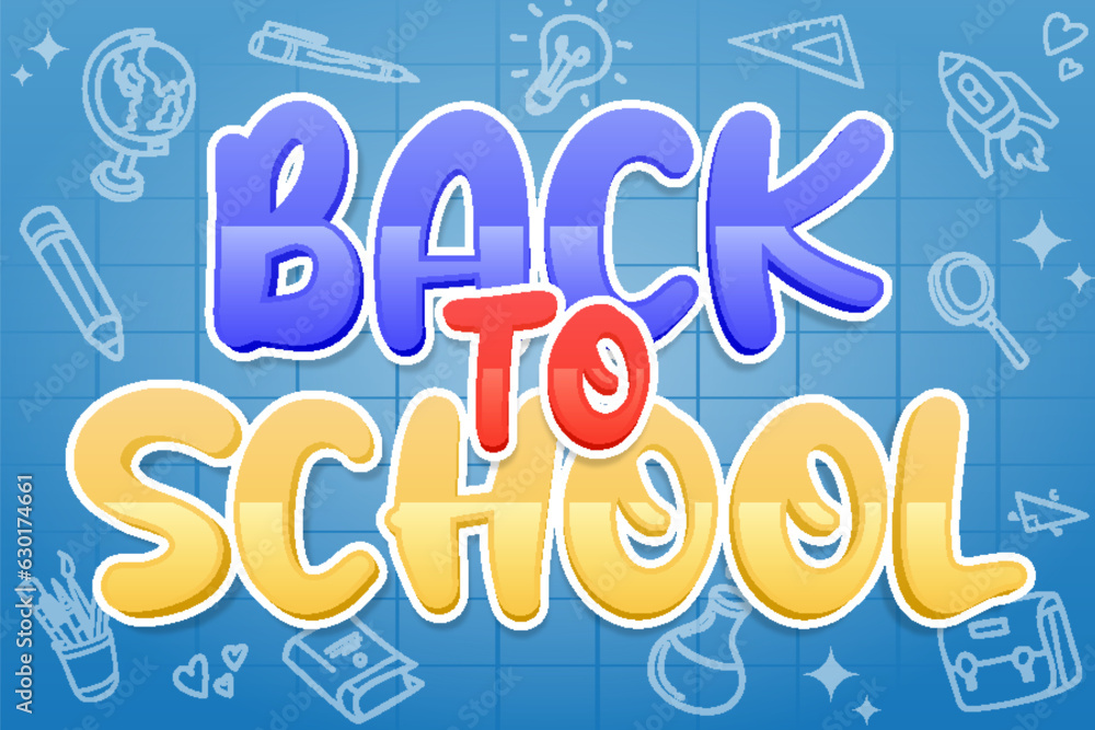 back to school study classroom typography editable text effect font style template design background