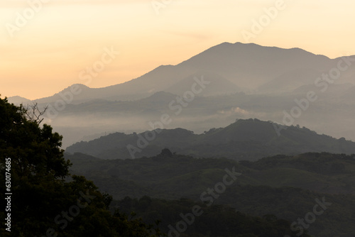Aerial sunset view of the Sierra de Los Tuxtlas Mountains of Catemaco  Veracruz  Mexico.