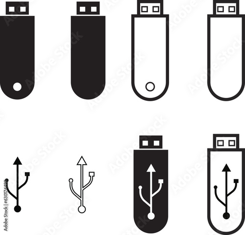 USB icon vector. Flash Drive icon symbol isolated on white background