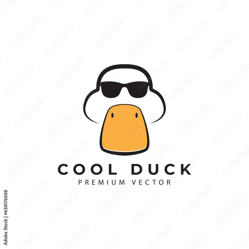 Fototapeta premium cartoon duck face fowl logo vector icon symbol illustration design