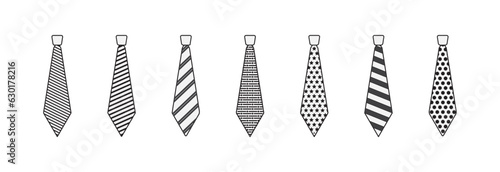 Tie icons set sith stripes, Necktie and neckcloth symbol. Web symbols for web sites and mobile app. Modern vector symbols, isolated on a white background. Simple thin line signs vector illustration,