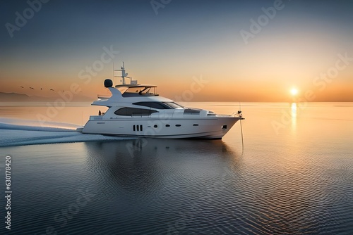 luxury yacht at sunset © Mateen
