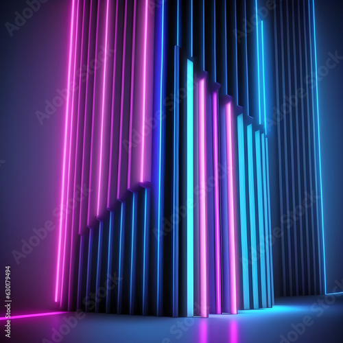 bars of neon lights  an illustration  futuristic and bold 