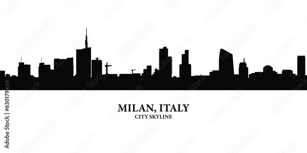 Milan Italy city skyline in silhouette