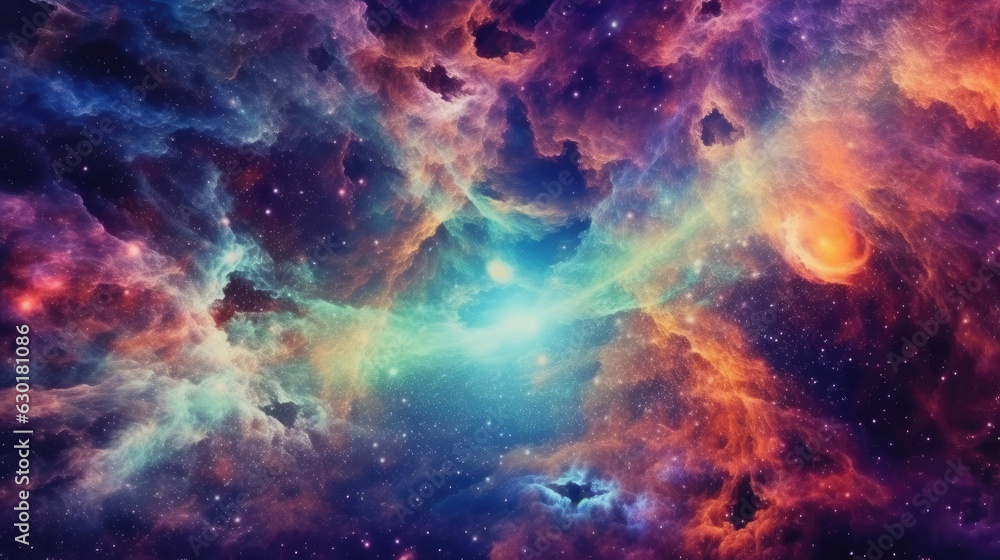 Colorful photograph of universe galaxy,  HD, Generative Ai