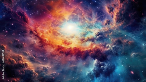 Colorful photograph of universe galaxy, HD, Generative Ai