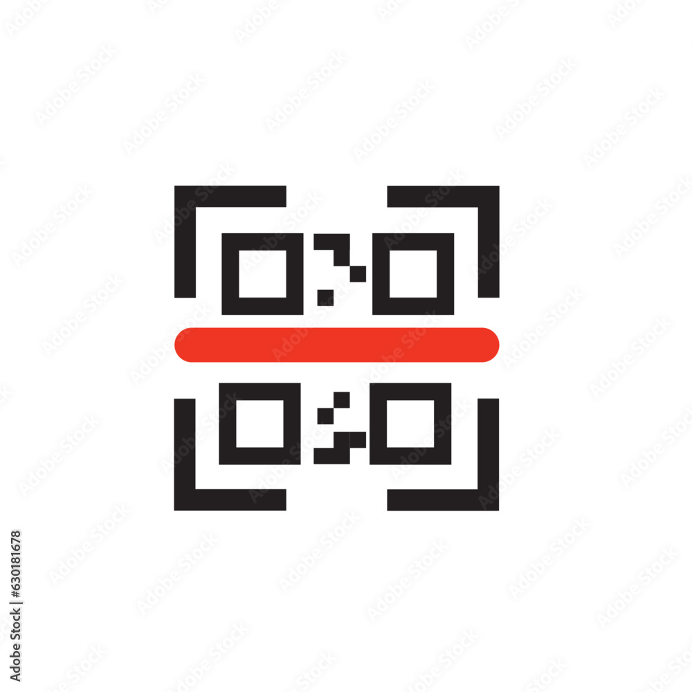 black qr code scan minimal badge. flat simple trend modern qrcode ui logotype graphic art design isolated on white. concept of technology for instant payment or tech pay method without money